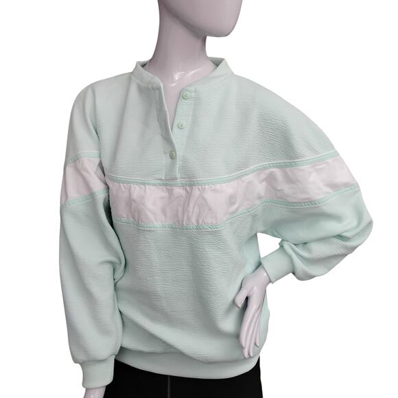 Vintage Lavon by Cheerful Corp Sweatshirt Top Size Small Mint Green and White - Picture 1 of 8